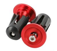 Eawfgtuw Aluminium Alloy For Handlebar End, For Handlebar Blockers with Anti-Slip Shock Absorbing Design, Lightweight Bar Ends for Most Bikes, 23.7mm, 2 Pack, Black(red)