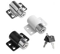 Eawfgtuw Aluminum Alloy Sliding Sash Door Lock with Keys for Baby and Child Safety, Security Bolt Catch for Patio or Hinged Doors, Anti-Theft Protection, For Easy Install, W(Black)