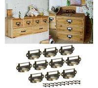 Eawfgtuw Antique Brass Label Holder Set of 10, Metal Drawer Card Frame Handles with Screws, Retro Cabinet File Name Tag Holders for Cupboard, Jewellery Box, Storage