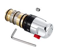 Eawfgtuw Brass Thermostatic Bath Mixer Shower Tap Replacement Cartridge Valve with 38°C Safety Stop, Solid Brass, Compatible with Standard Single Lever Con