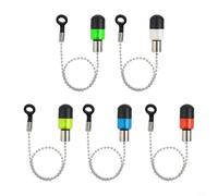 Eawfgtuw Carp Fishing Bite Alarms Set with Bobbins Hangers - 5 Multicolor Indicator System for Bottom Fishing - Plastic Steel Construction(R+Y+BU+G+WHI)