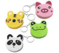 Eawfgtuw Cartoon Tape Measure Set, 4PCS Portable Mini Measuring Tape 0-150cm/60inch, Retractable Metric Imperial Scale with Keyring Cute Animal Shape for Sewing Crafts