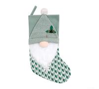 Eawfgtuw Christmas Knit Stocking 46cm Green Holiday Decoration with Classic Festive Pattern and Large Cuff Opening for Hanging on Tree or Mantel and Holding Presents (A)