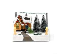 Eawfgtuw Christmas Luminous Music Box Ornament with Snow Scene Resin Decoration Plays Enchanting Melody for Holiday Home, Office(puppet)