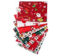Eawfgtuw Christmas Patchwork Fabric 8PC Set Cotton Printed Squares 50x50cm Festive Design No Fading Holiday Themed Prints for Quilting Sewing Home Decor Crafting Projects