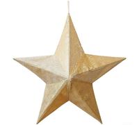 Eawfgtuw Christmas Tree Star Decoration, Foldable Red and Gold Five-Pointed Cloth Ornament with 3D Raised Design for Holiday Festive Displays (Golden 35cm)