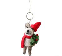 Eawfgtuw Christmas Wool Felt Hanging Ornaments Handmade with Cute Animal Characters Natural Material for Tree Decorations and Holiday Home Décor, Lightweight Pendant(Deer Holding Flowers)