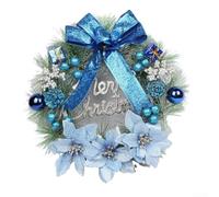 Eawfgtuw Christmas Wreath 30cm Front Door Decoration with Bow Flowers Ornaments Plastic Indoor Outdoor Use for Holiday Party Wedding Fireplace Wall(blue)