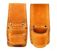 Eawfgtuw Cowhide Leather Hammer Holder for Belt Single or Double Socket Tool Pouch Heavy Duty Hammer Loop Holster for Construction Workers Carpenters Orange 16x7cm(single socket)
