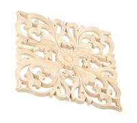 Eawfgtuw Decorative Rubber Wood Applique Onlay for Door Cabinets and Furniture Carved Panel Trim, Elegant Floral Design, Smooth Finished Classic Ornament for Walls(15x15cm)