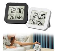 Eawfgtuw Digital LCD Alarm Clock with 99-Hour Countdown and Countup Timer, and Humidity Display, Backlight, Snooze, Multiple Mounting Options for Kitchen, Ba(white)