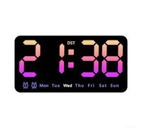 Eawfgtuw Digital Wall Clock with Large LED Display Showing Date and Week, 3-Level Adjustable Brightness, Alarm Function, Battery Operated for Bedroom Living Room or Office(colorful)