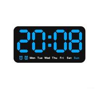 Eawfgtuw Digital Wall Clock with Large LED Display Showing Date and Week, 3-Level Adjustable Brightness, Alarm Function, Battery Operated for Bedroom Living Room or Office(blue)