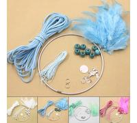 Eawfgtuw DIY Dreamcatcher Accessories Kit with Crochet Feathers, Wooden Beads and Rope for Handmade Hanging Decoration, White and Pink/Green/Blue, Wall or Bedroom Orname（Green