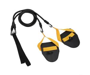 Eawfgtuw Dryland Swim Trainer with Resistance Bands and Paddles for Arm Strength Building, High Elastic TPE Swimming Exercise Tool for Indoor Gym and Home Training, Yellow(Black 60lb)