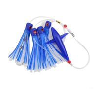 Eawfgtuw Feather Rig Trolling Lure with Squid For Daisy Chain for Big Game Fishing, Saltwater Tuna Marlin For Bait, Metal and Plastic Lure Set, 210g 150mm(C2)