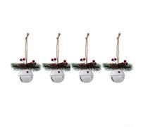 Eawfgtuw Festive Christmas Bell Ornament Set, 4 Stainless Steel Hanging Decorations in Green, Gold and White for Holiday Tree, Wreath or Table Display(4)