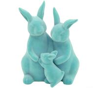 Eawfgtuw Flocked Easter Bunny Decor Resin Figurine, Rustic Rabbit Statue for Spring Tabletop Home Garden Yard Ornament, Blue Yellow Pink, 22cm(A)