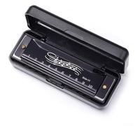 Eawfgtuw For 10 Hole Harmonica for Key of C, Blues Mouth Organ Beginner Instrument with Numbered Notes, Compact Size for Kids & Students, ABS+Metal(Black)