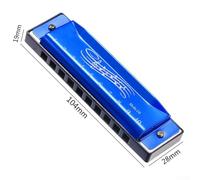 Eawfgtuw For 10 Hole Harmonica for Key of C, Blues Mouth Organ Beginner Instrument with Numbered Notes, Compact Size for Kids & Students, ABS+Metal(Blue)