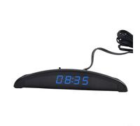 Eawfgtuw For 12V Digital LED Car Clock Voltmeter Thermometer 3 in with Memory Function, Blue Display, for Auto Vehicle - Compact Size 133x26x23mm, -40 to