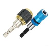 Eawfgtuw for 2pcs 60mm Hex Shank Quick Change Adapter for Keyless Drill Chuck, Carbon Steel Driver with /4" Hex, Gold Black/Blue, for Electric Drill Accessories,