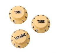 Eawfgtuw For 3PCS Guitar Control Knobs for ST Style Electric Guitar - Volume 2 Tone Plastic Replacement Knobs in Black, White, Yellow (Set of 3)(E)