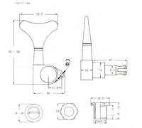 Eawfgtuw For 5 PCS Bass Tuning Pegs for Electric Bass, Fish Tail Buttons Machine Heads with Sealed Gear, 33.5 x 56mm, Compatible with 2L3R 3L2R 4L1R 1L4R,(3L2R Silver)