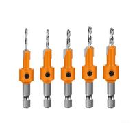 Eawfgtuw For 5-Piece Hexagonal Shank Countersink Drill Bit Set for Woodworking with 2.5/2.8/3/3.2/3.5mm Sizes, Steel Construction and Replaceable Bits