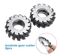 Eawfgtuw For 8-Piece For HSS M1 Diameter 22mm PA20° 20 Degree #-8 Involute Gear Cutters Set for Industrial Metalworking and For CNC Manufacturing Applications