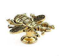 Eawfgtuw for Bee Shape Wardrobe Knob Solid Brass Cabinet and Drawer Pulls Decorative Furniture Handle for Kitchen Cupboard Door in Silver, Black, Golden(Gold)