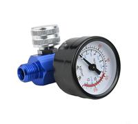 Eawfgtuw for G1/4 Air Compressor Pressure Regulator with Gauge, 0-180 PSI Adjustable Pneumatic Regulating Valve for Spray Paint Machine and Air Tools, Silver Blue Black(A)