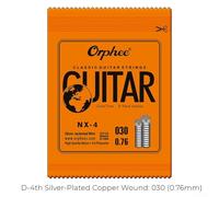 Eawfgtuw For Orphee Classical Guitar Strings Single String, Silver-Plated Copper Wound & Nylon, Hard Tension, Replacement for E/B/G/D/A/E 028-045, Pack(NX-4)