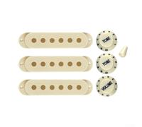 Eawfgtuw For Pickup Covers 48mm 50mm 52mm for Electric Guitar, Set of 3 Covers with Knobs and Tips in 6 Colors - Volume Tone Tremolo Arm Switch Tip(Vintage White)