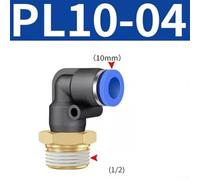 Eawfgtuw for Pneumatic Elbow Quick Connector Air Fittings Thread Adapter PL4-16, Brass and Plastic L-Shaped Tee with 360° Rotation, Pre-Coated Sealing Tape,(PL10-04)