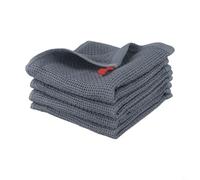 Eawfgtuw For Set of 4 Cotton Tea Towels, Super Absorbent and Quick Drying Kitchen Towels with Pattern, 34 x 34 cm Dark Grey Dish Cloths for Drying Dishes(Dark gray)