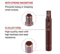 Eawfgtuw for T20-T55 Torx Star Screwdriver Bits Set, Magnetic Alloy Steel, 30mm & 75mm Long, 10mm Hex Shank Compatible with T20/T25/T30/T40/T45/T50/T55(75mm-T50)