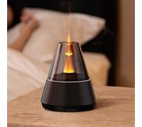 Eawfgtuw For USB Powered Humidifier with Simulated Flame Effect and Colorful Atmosphere Light, Silent Aromatherapy Diffuser for Home Bedroom Office Use,(Black)