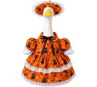Eawfgtuw Halloween Witch Hat and Dress Set for 23 Inch Goose | Classic purple gothic print, jack-o-lantern motifs, haunted castle design, playful spooky vibe