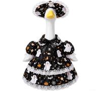 Eawfgtuw Halloween Witch Hat and Dress Set for 23 Inch Goose | Classic purple gothic print, jack-o-lantern motifs, haunted castle design, playful spooky vibe