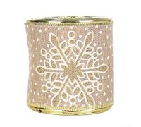 Eawfgtuw Imitation Linen Christmas Ribbon Roll 6M X 6Cm With Gold And Silver Edging For Wrapping, Tree And Wreath Decoration, Rustic DIY Crafts, Wedding(2)