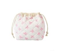 Eawfgtuw Large Capacity Travel Makeup Bag with Drawstring Closure, Polyester Cosmetic Organizer for Toiletries and Skincare, Floral Print(B)