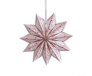 Eawfgtuw Large Christmas Origami Paper Star 30cm 40cm Hanging Ornament, Festive Foldable Decoration in White Red Rosy for Tree and Party, Easy Install Cord Included(30cm rosy)