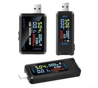 Eawfgtuw LCD Screen Voltage Current Meter - Real-time Monitoring Temperature Display For Battery Testing Rechargeable Non-Contact Voltage(USB+Type-C)