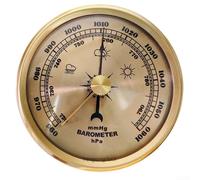 Eawfgtuw Metal Frame Household Barometer Clock Weather Pressure Gauge Accurate Weather Prediction Decorative Wall Mounted Instrument for Home Office (Gold)