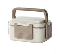 Eawfgtuw Microwavable Stainless Steel Lunch Box with Portable Handle Leak-Proof with Rubber Seal Stackable design for Work School Picnics(white)