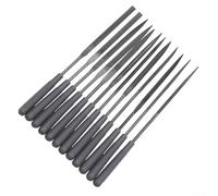 Eawfgtuw Needle Files Set 12pcs for Metal Glass Wood Deburring Trimming with Non-Slip Handle and Tooth Pattern, Grey