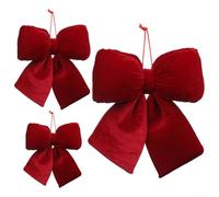 Eawfgtuw Red Velvet Christmas Bows for Tree Decorations 3 Size Options 14cm 20cm 30cm Festive Holiday Ornaments for Home Party Door Window Wreath Decor(L)