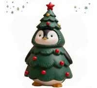 Eawfgtuw Resin Christmas Animal Figurine Tree, 10 Cm Mini Festive Decoration For Desk, Office Or Home Display, Charming Green Ornament Present Idea(The penguin)