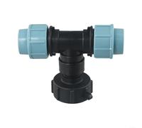 Eawfgtuw S60x6 For IBC Tank Adapter Coarse Thread Connector for 20mm 25mm 32mm PE Pipe Fitting, Garden Water Tank Fuel Cap Accessory, Black and Blue Plastic Tee Outlet(Tee outlet 32mm)
